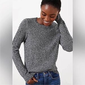 Loft Lightweight Neutral Pom-Pom Knit Pullover Sweater